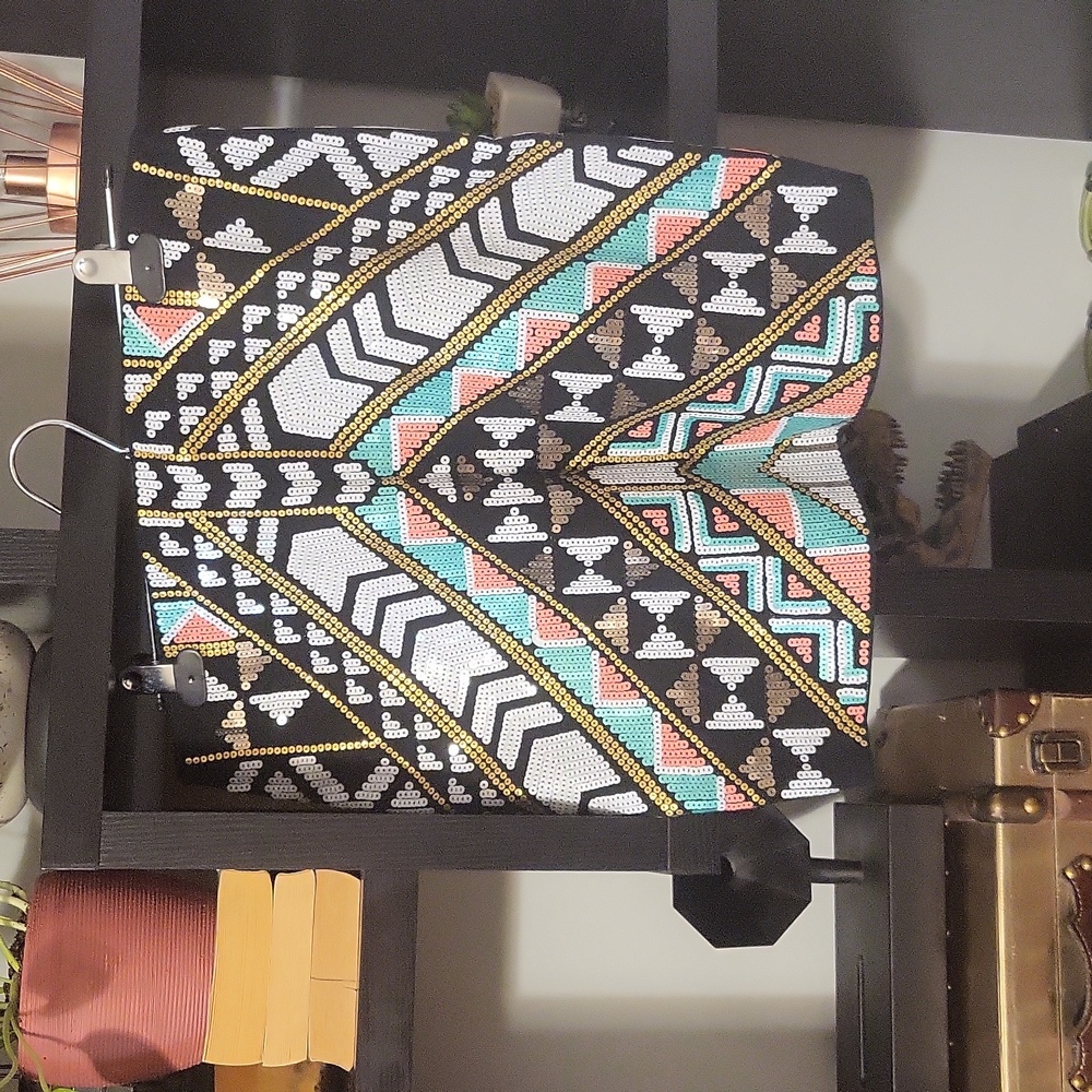 NWOT Express Aztec print sequin skirt